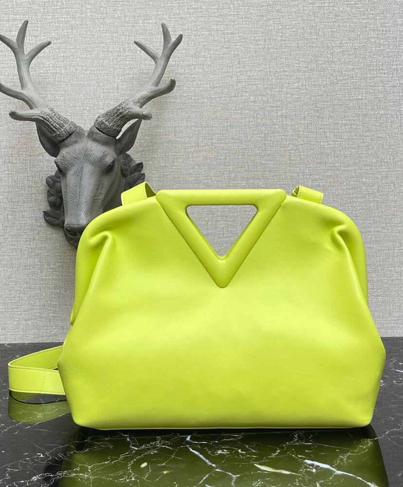 Bottega Veneta Point Leather Top Handle Bag Light Green